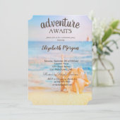 Schattig strand, zand, zeespalen Pensioenpartij Kaart (Staand voorkant)