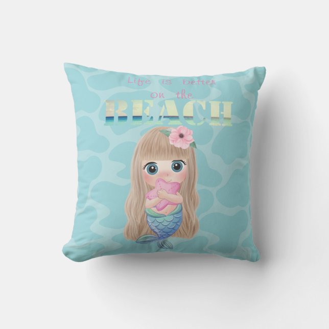 Schattig strand, zeemeermin-baby kussen (Voorkant)