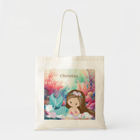 schattig strand zeemeermin liefhebbers meisjes naa tote bag (Voorkant)