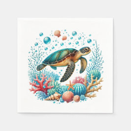Schattig strand zeeschildpad feestje servet