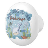 schattig strandhuis welkom keramische knop (Rechts)