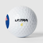 schattig strandroze flamingo voegt naam toe golfballen (Logo)