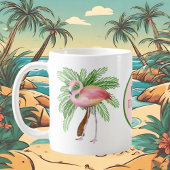 schattig strandroze flamingo voegt naam toe koffiemok