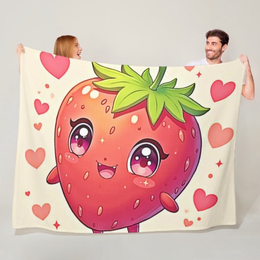 Schattig Strawberry Love Design Fleece Deken (In situ)