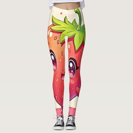 Schattig Strawberry Love Design Leggings (Voorkant)
