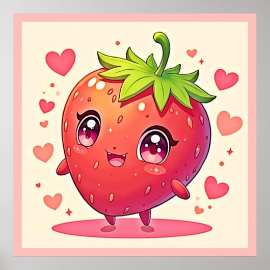 Schattig Strawberry Love Design Poster (Voorkant)