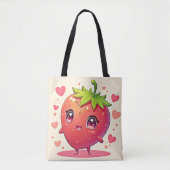 Schattig Strawberry Love Design Tote Bag (Voorkant)