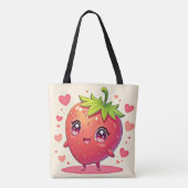 Schattig Strawberry Love Design Tote Bag (Achterkant)