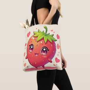 Schattig Strawberry Love Design Tote Bag