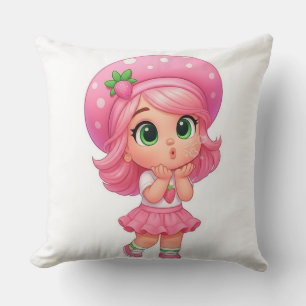 Schattig Strawberry Meisje Chibi Kussen