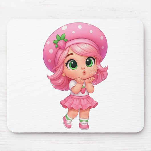 Schattig Strawberry Meisje Chibi Muismat (Voorkant)