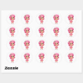 Schattig Strawberry Meisje Chibi Ronde Sticker (Vel)