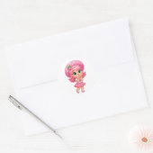 Schattig Strawberry Meisje Chibi Ronde Sticker (Envelop)