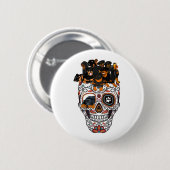 schattig suiker schedel hond rottweiler schedel ha ronde button 5,7 cm (Voorkant /achterkant)