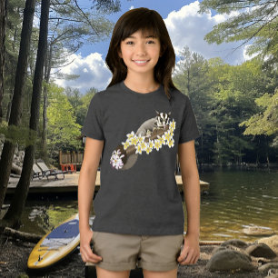 Schattig Suikereekhoorn Tropische Plumeria Bloemen Tri-Blend Shirt