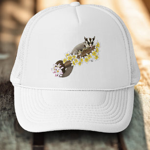 Schattig Suikereekhoorn Tropische Plumeria Bloemen Trucker Pet