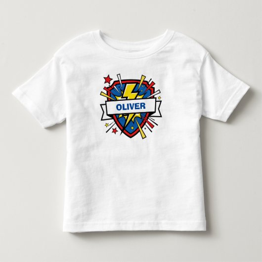 Schattig Superhelden Schild & Bliksemschicht Kinder Shirts (Voorkant)
