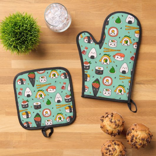 Schattig Sushi Ovenwant & Pannenlap Set (Top down)