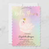 Schattig Swan Crown Holographic Baby shower Kaart (Voorkant)
