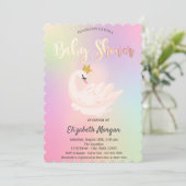 Schattig Swan Crown Holographic Baby shower Kaart (Staand voorkant)