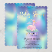 Schattig Swan Crown Holographic Baby shower Kaart (Voorkant / Achterkant)
