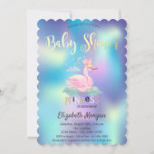 Schattig Swan Crown Holographic Baby shower Kaart (Voorkant)
