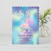 Schattig Swan Crown Holographic Baby shower Kaart (Staand voorkant)