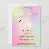 Schattig Swan Holographic Baby shower Kaart (Voorkant)