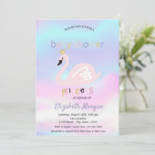 Schattig Swan Holographic Baby shower Kaart (Staand voorkant)