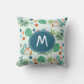 Schattig T rex triceratops dinosaurus patroon mono Kussen (Voorkant)