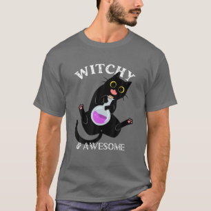 Schattig T-shirt met zwarte kat, zwart Kat, met wi