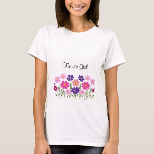 Schattig T-shirt van Bloemenmeisje (Voorkant)