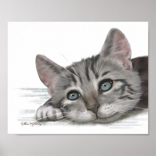 Schattig tabby katje rustende cartoon poster (Voorkant)