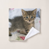 Schattig Tabby kitten kijken verrast Bad Handdoek (Wasdoekje)