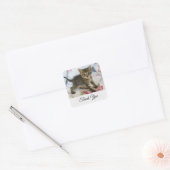 Schattig Tabby kitten kijken verrast dank u Vierkante Sticker (Envelop)