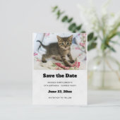 Schattig Tabby Kitten Kijken Verrast Save the Date Uitnodiging Briefkaart (Staand voorkant)
