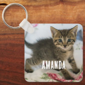Schattig Tabby kitten kijken verrast Sleutelhanger (Voorkant)