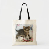 Schattig Tabby kitten kijken verrast Tote Bag (Voorkant)