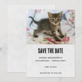 Schattig Tabby kitten kijken verrast verjaardag Save The Date (Voorkant / Achterkant)