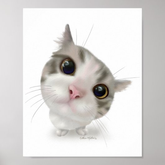 Schattig Tabby Poesje Cartoon Poster (Voorkant)