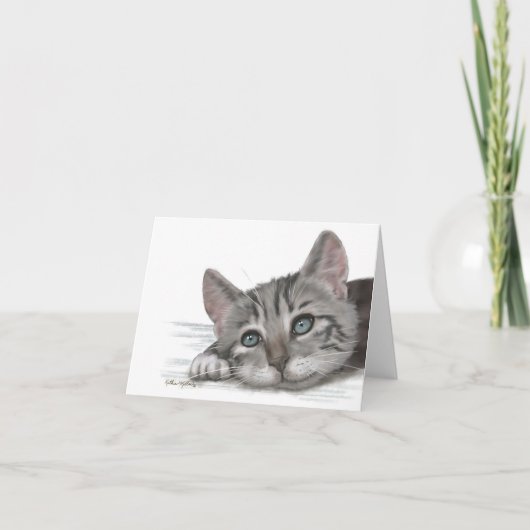 Schattig tabby poesje rustend cartoon bedankkaart (Voorkant)