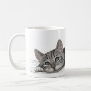 Schattig tabby poesje rustend cartoon koffiemok