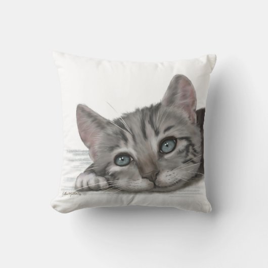 Schattig tabby poesje rustend cartoon kussen (Voorkant)