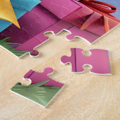 Schattig Tan & White Puppy met kleurrijke geschenk Legpuzzel (Zijkant)