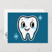 Schattig tand karakter feestdagenkaart (Voorkant / Achterkant)