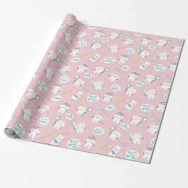 Schattig tandarts patroon Roze poets je tanden Cadeaupapier