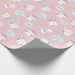 Schattig tandarts patroon Roze poets je tanden Cadeaupapier