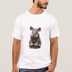 Schattig Tapirbaby in een Gezellig Gebreid Truitje T-shirt