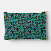 Schattig Teal Bloemmotief Monogram Etui (Achterkant)