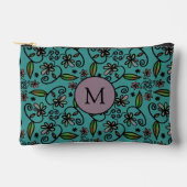 Schattig Teal Bloemmotief Monogram Etui (Voorkant)